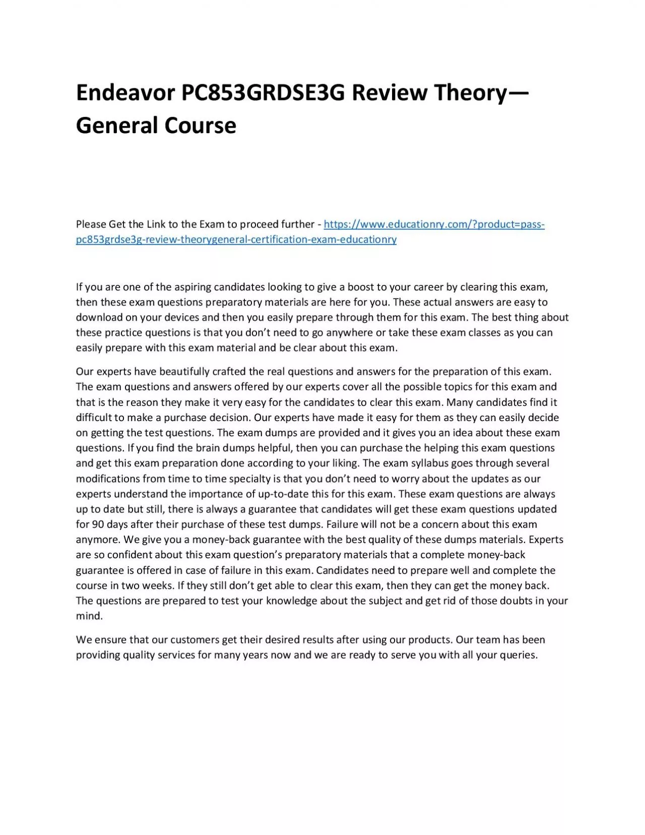 PDF-Endeavor PC853GRDSE3G Review Theory—General Practice Course