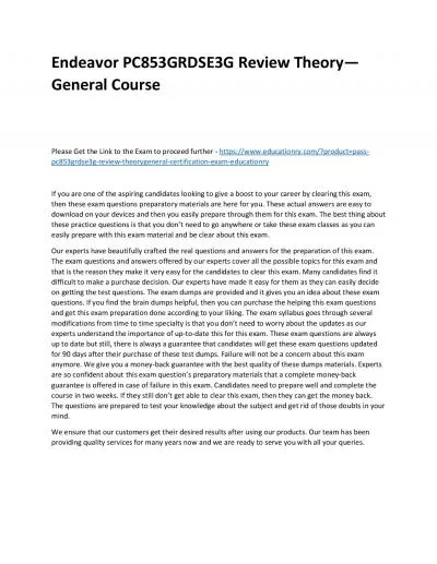 Endeavor PC853GRDSE3G Review Theory—General Practice Course