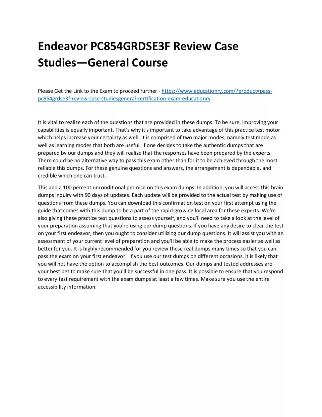 PDF-Endeavor PC854GRDSE3F Review Case Studies—General Practice Course