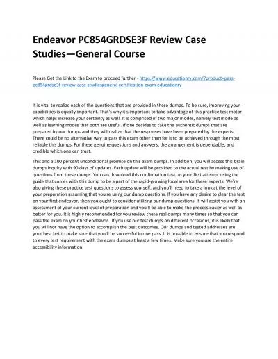 Endeavor PC854GRDSE3F Review Case Studies—General Practice Course