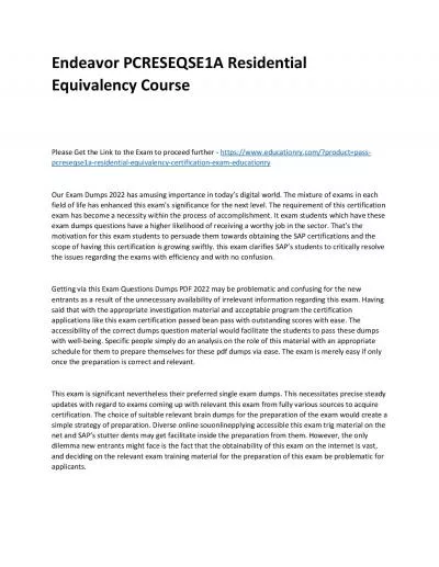 Endeavor PCRESEQSE1A Residential Equivalency Practice Course