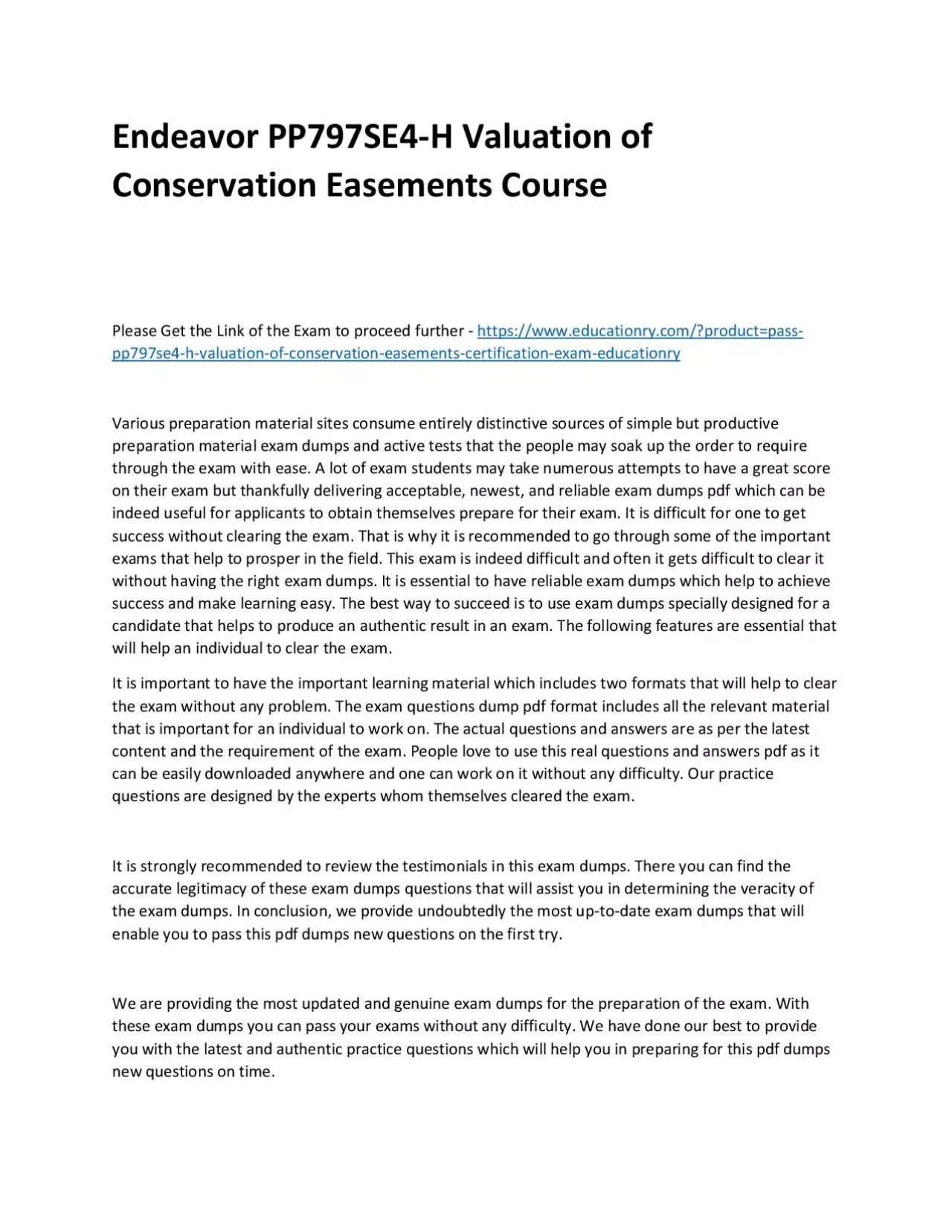 PDF-Endeavor PP797SE4-H Valuation of Conservation Easements Practice Course