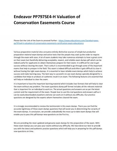 Endeavor PP797SE4-H Valuation of Conservation Easements Practice Course