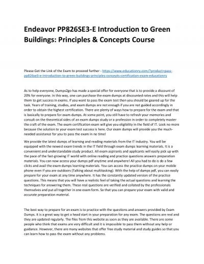 Endeavor PP826SE3-E Introduction to Green Buildings: Principles & Concepts Practice Course