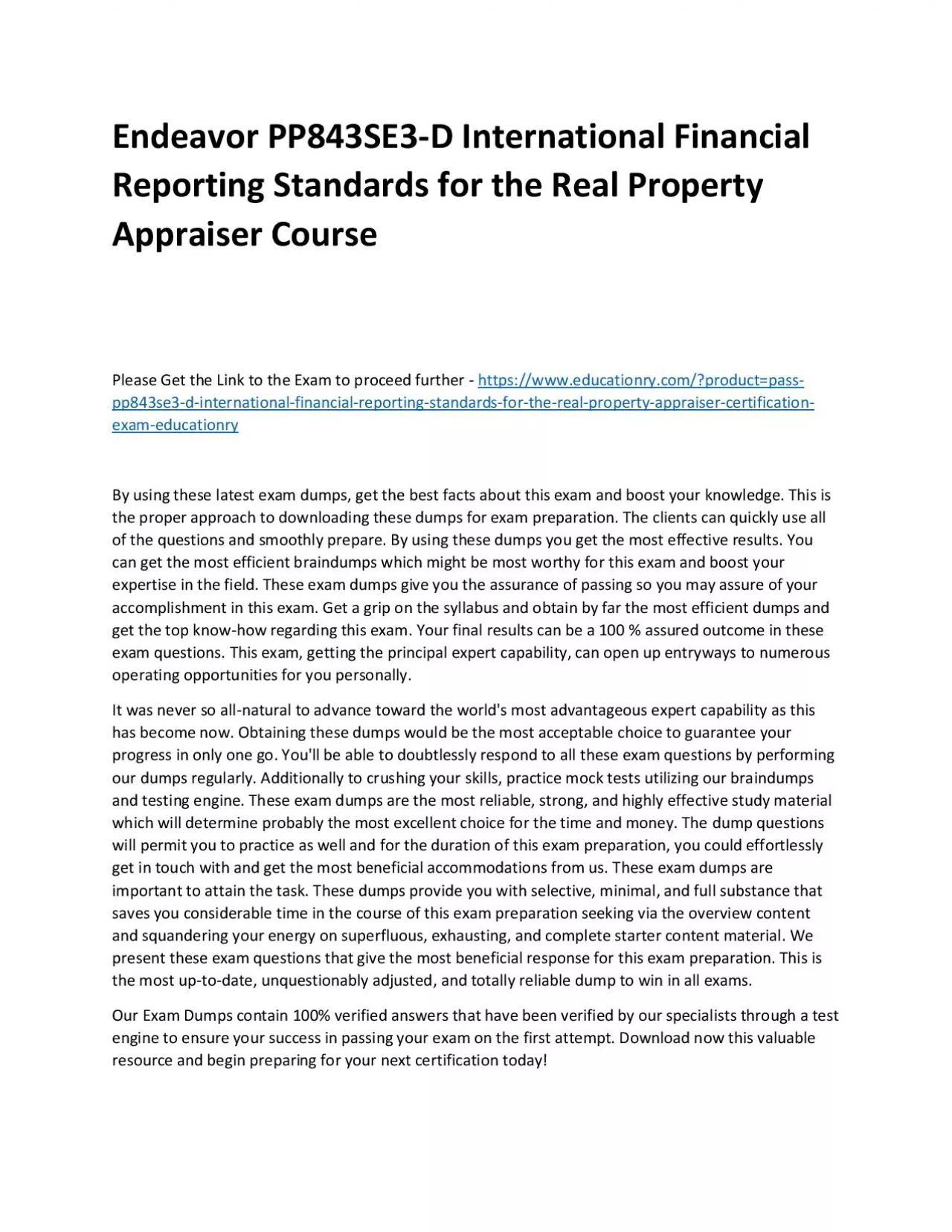 PDF-Endeavor PP843SE3-D International Financial Reporting Standards for the Real Property