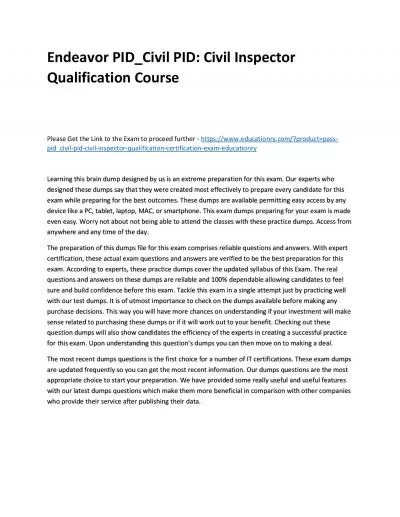 Endeavor PID_Civil PID: Civil Inspector Qualification Practice Course