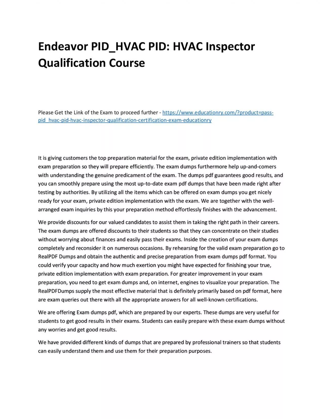 PDF-Endeavor PID_HVAC PID: HVAC Inspector Qualification Practice Course