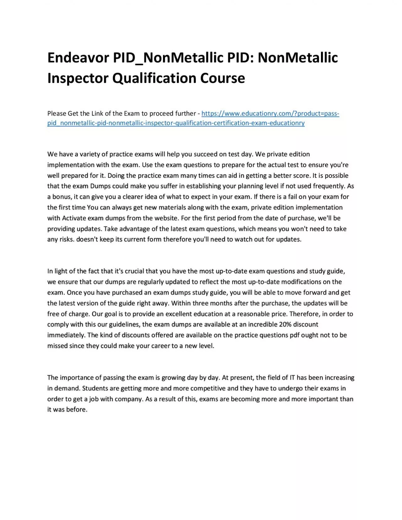 PDF-Endeavor PID_NonMetallic PID: NonMetallic Inspector Qualification Practice Course