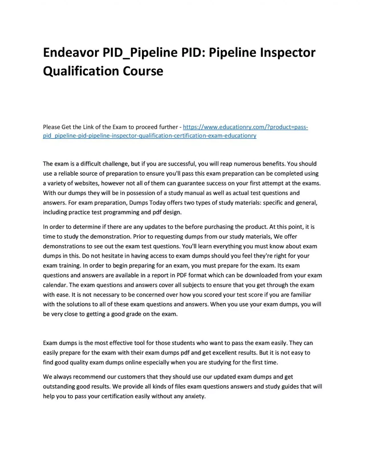 PDF-Endeavor PID_Pipeline PID: Pipeline Inspector Qualification Practice Course