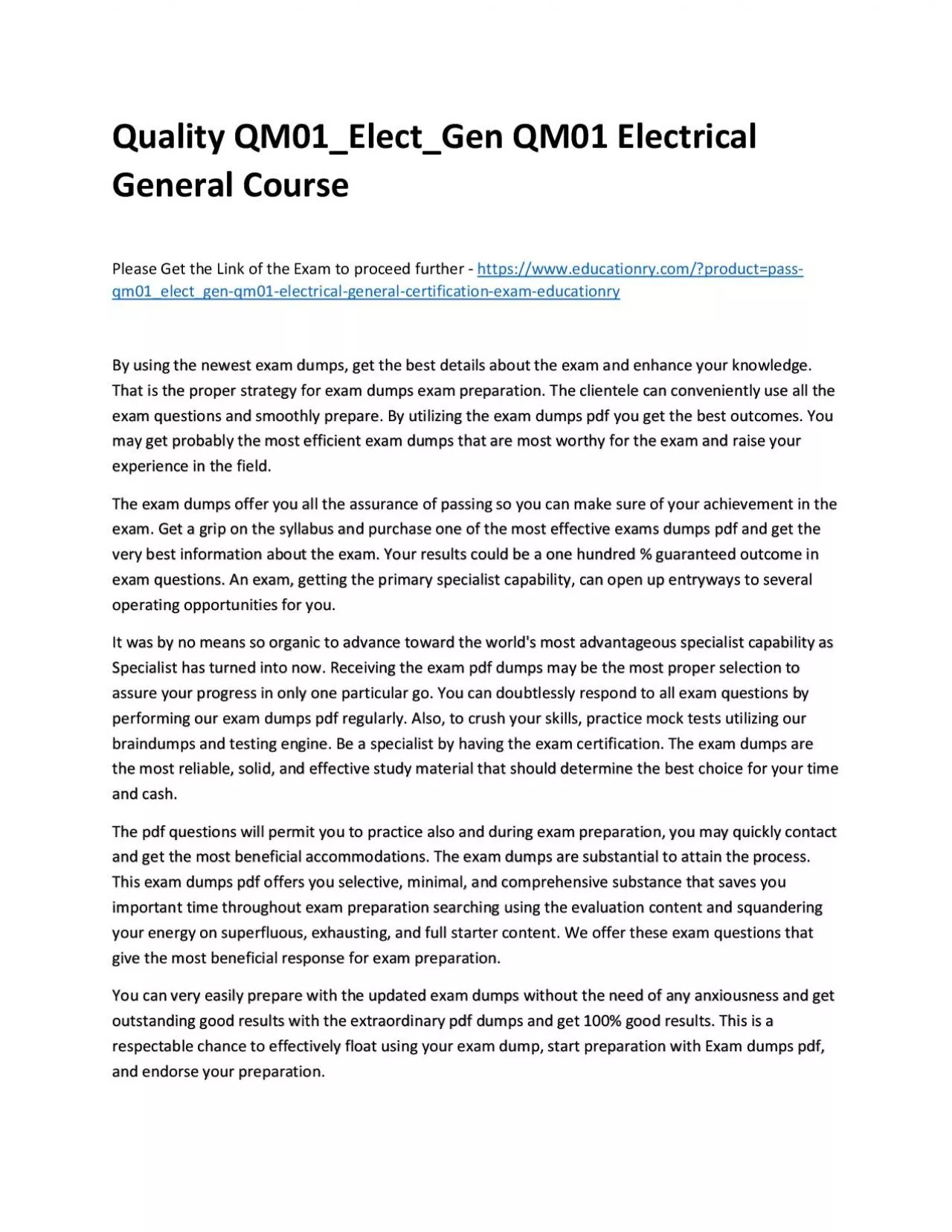PDF-Quality QM01_Elect_Gen QM01 Electrical General Practice Course