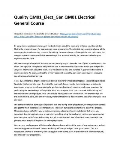Quality QM01_Elect_Gen QM01 Electrical General Practice Course