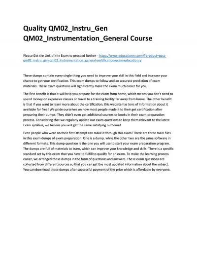 Quality QM02_Instru_Gen QM02_Instrumentation_General Practice Course