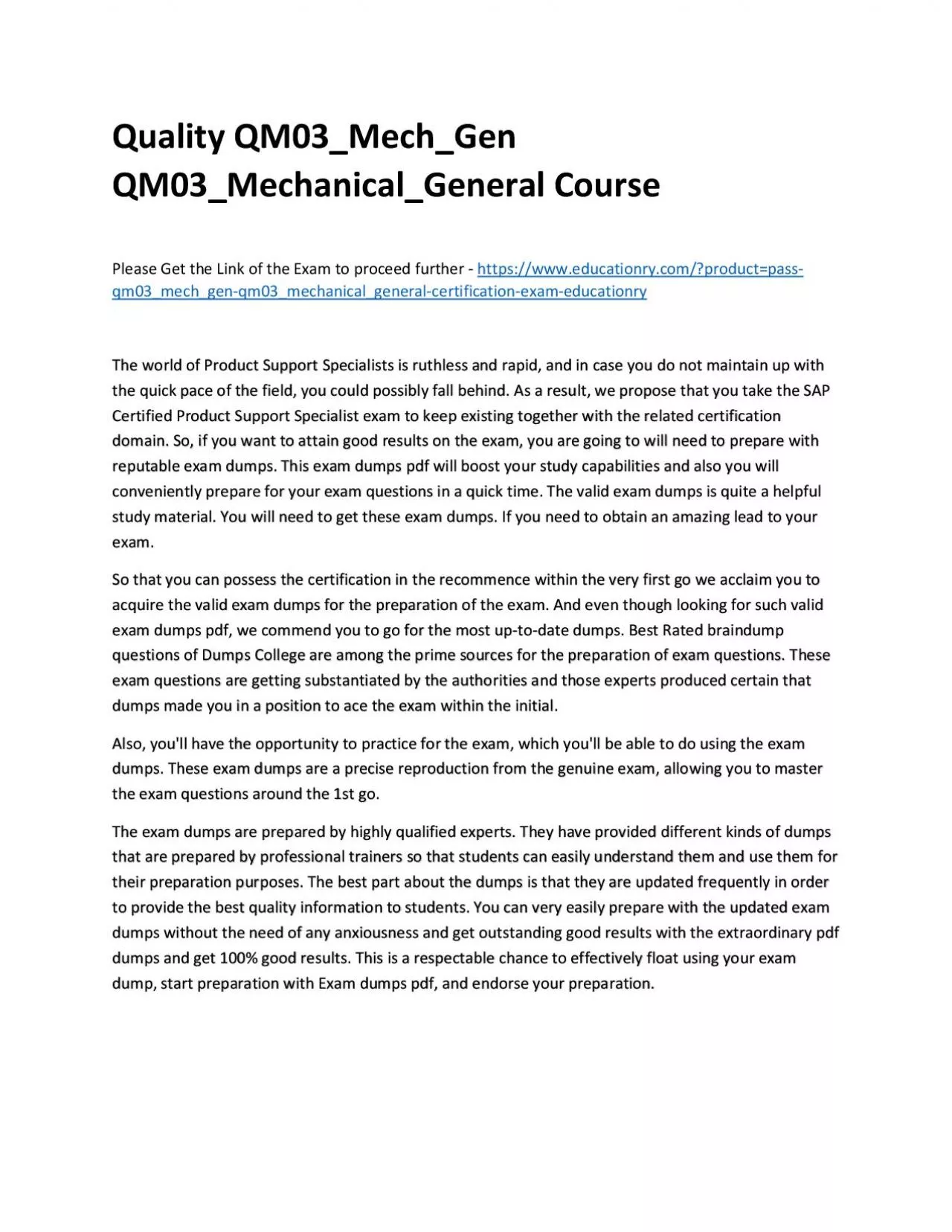 PDF-Quality QM03_Mech_Gen QM03_Mechanical_General Practice Course