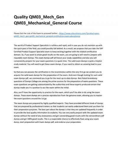 Quality QM03_Mech_Gen QM03_Mechanical_General Practice Course