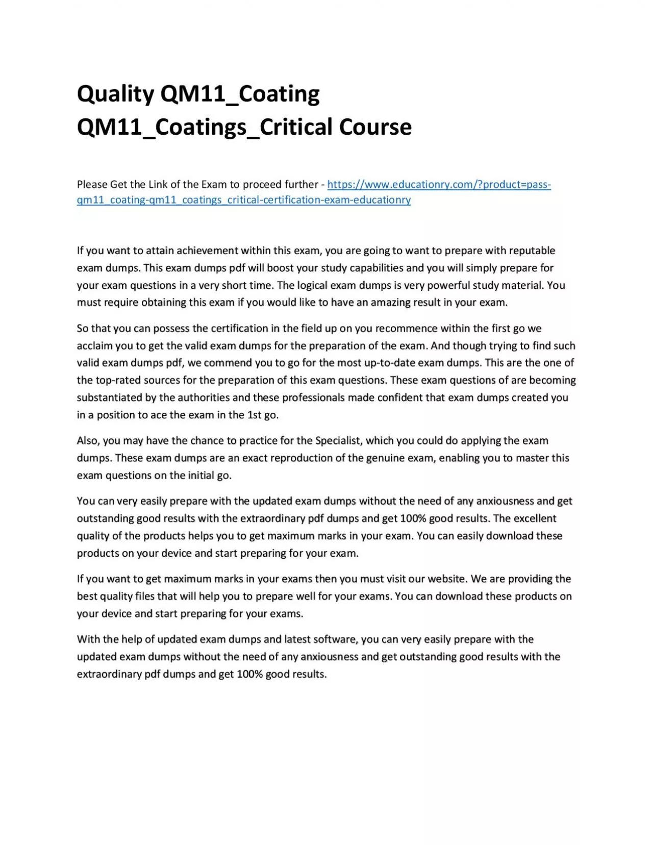 PDF-Quality QM11_Coating QM11_Coatings_Critical Practice Course