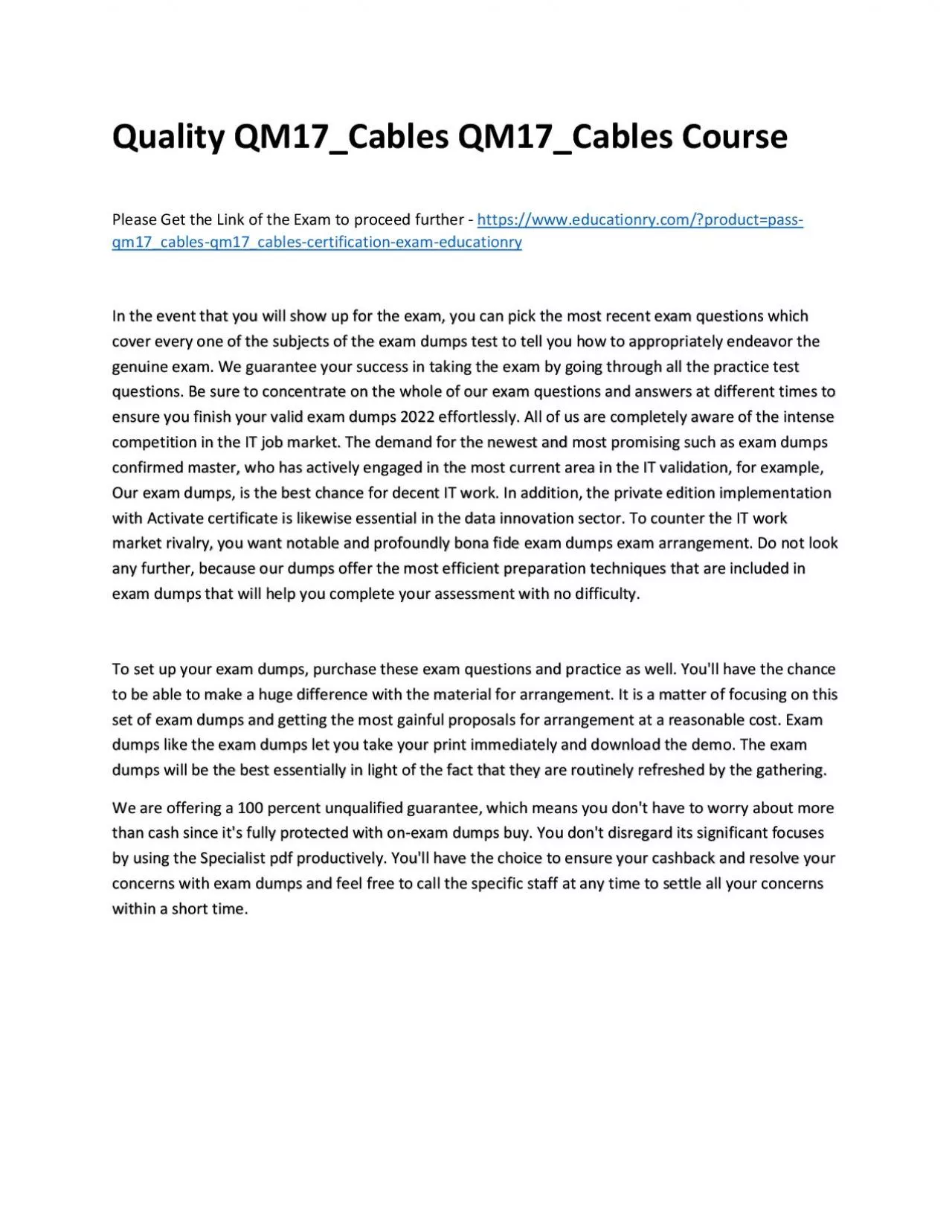 PDF-Quality QM17_Cables QM17_Cables Practice Course