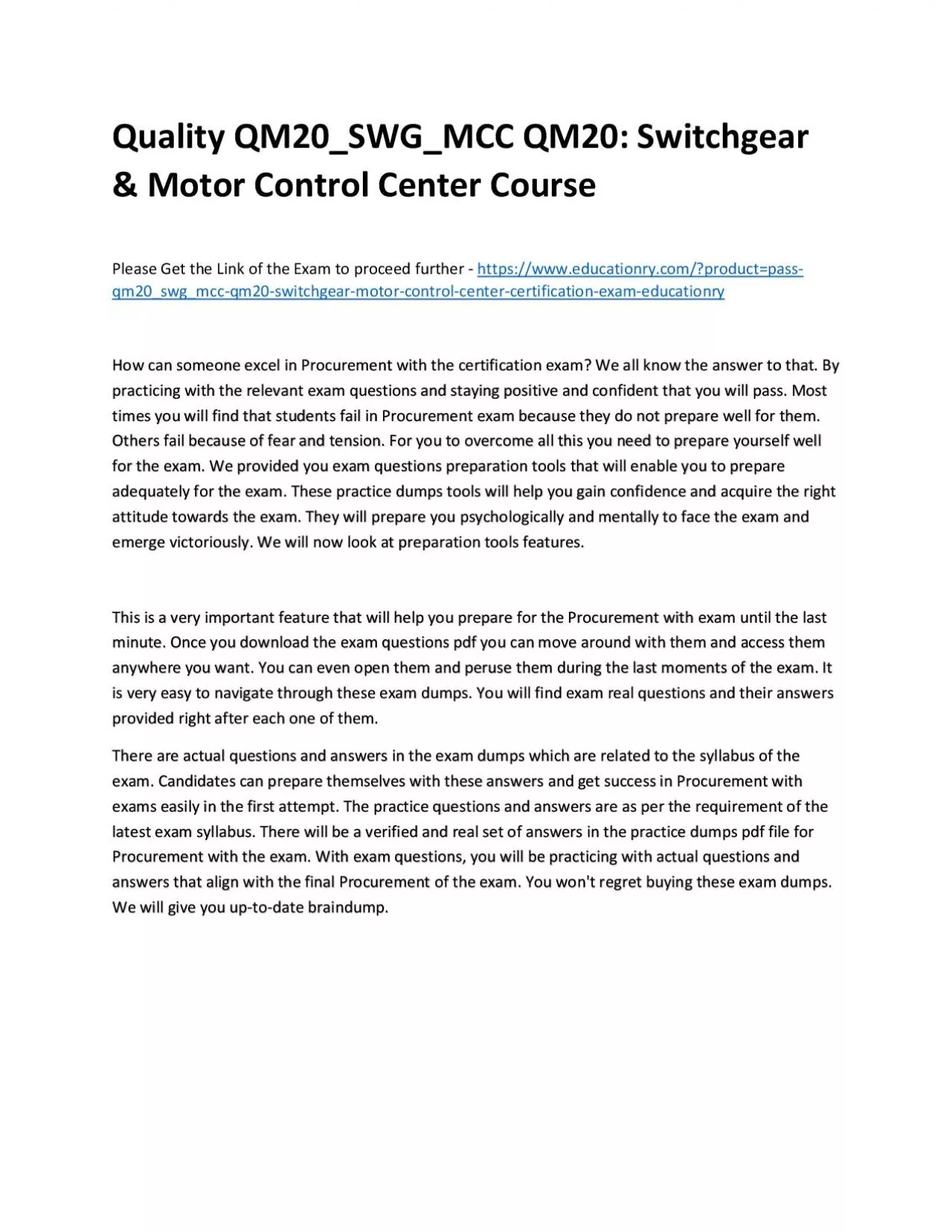 PDF-Quality QM20_SWG_MCC QM20: Switchgear & Motor Control Center Practice Course