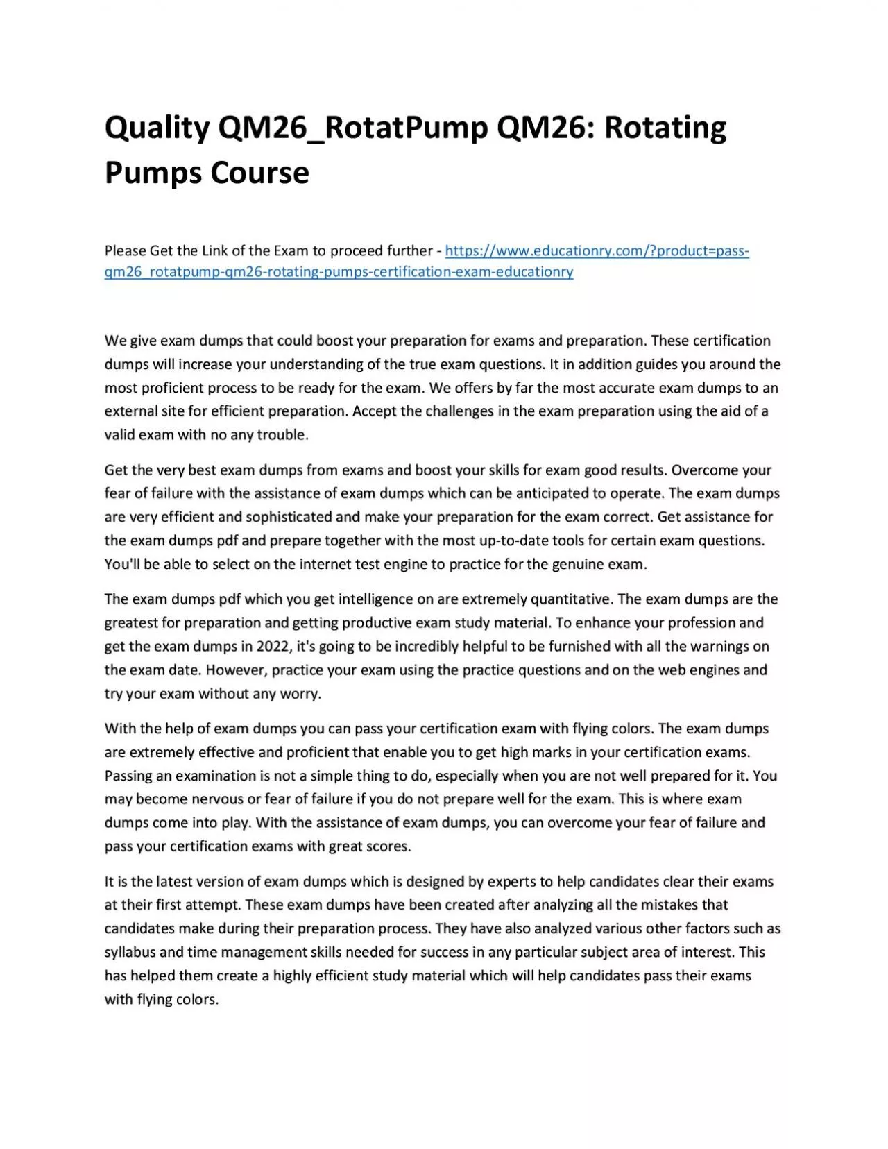 PDF-Quality QM26_RotatPump QM26: Rotating Pumps Practice Course