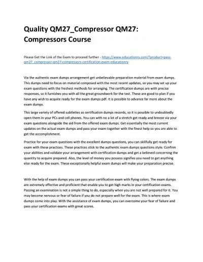 Quality QM27_Compressor QM27: Compressors Practice Course