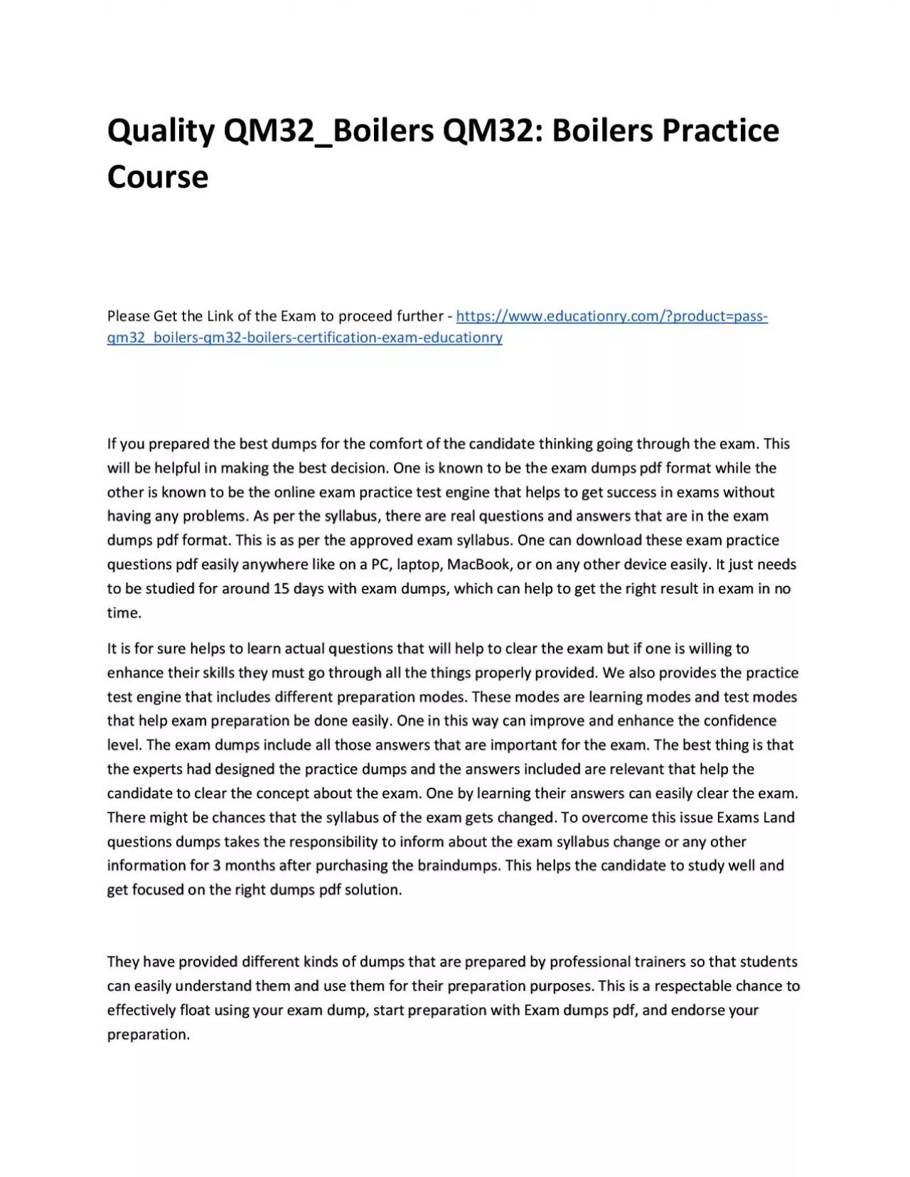 PDF-Quality QM32_Boilers QM32: Boilers Practice Course