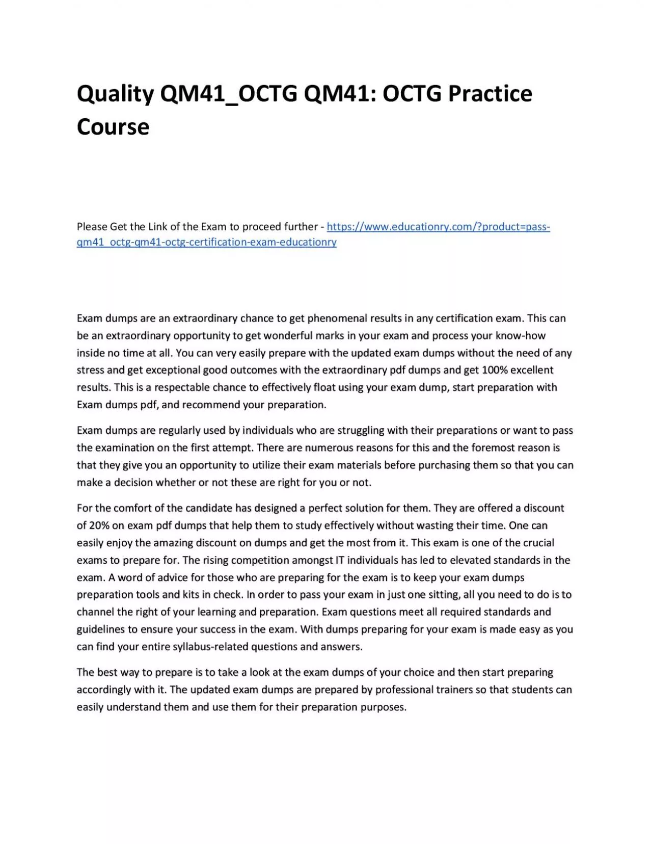 PDF-Quality QM41_OCTG QM41: OCTG Practice Course