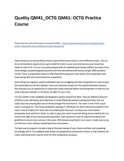 Quality QM41_OCTG QM41: OCTG Practice Course