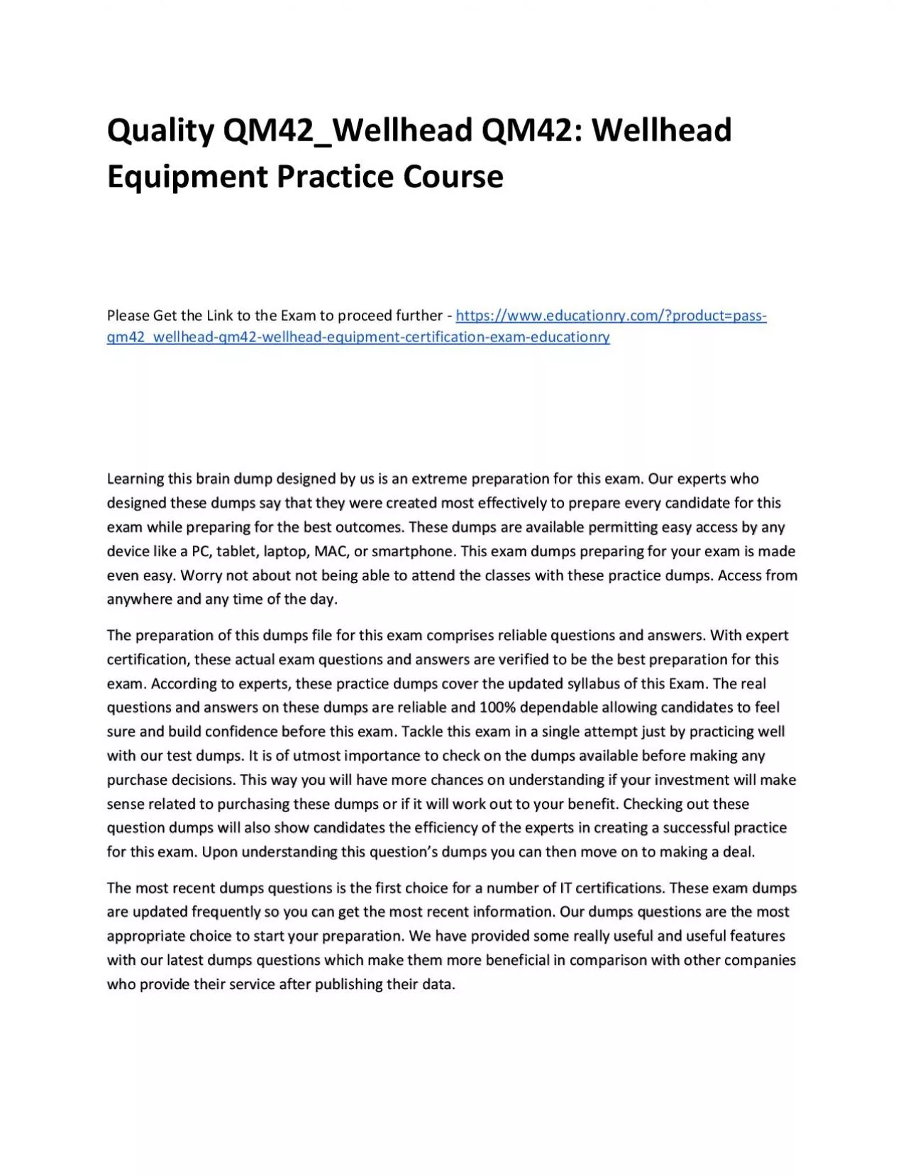 PDF-Quality QM42_Wellhead QM42: Wellhead Equipment Practice Course