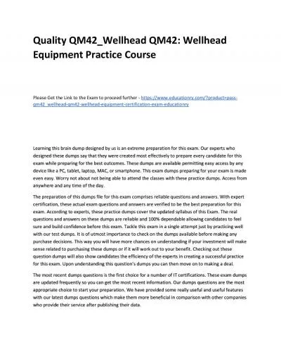 Quality QM42_Wellhead QM42: Wellhead Equipment Practice Course