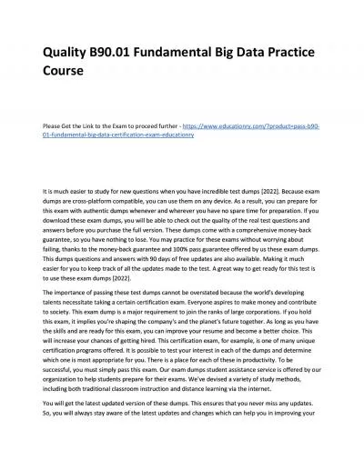 Quality B90.01 Fundamental Big Data Practice Course
