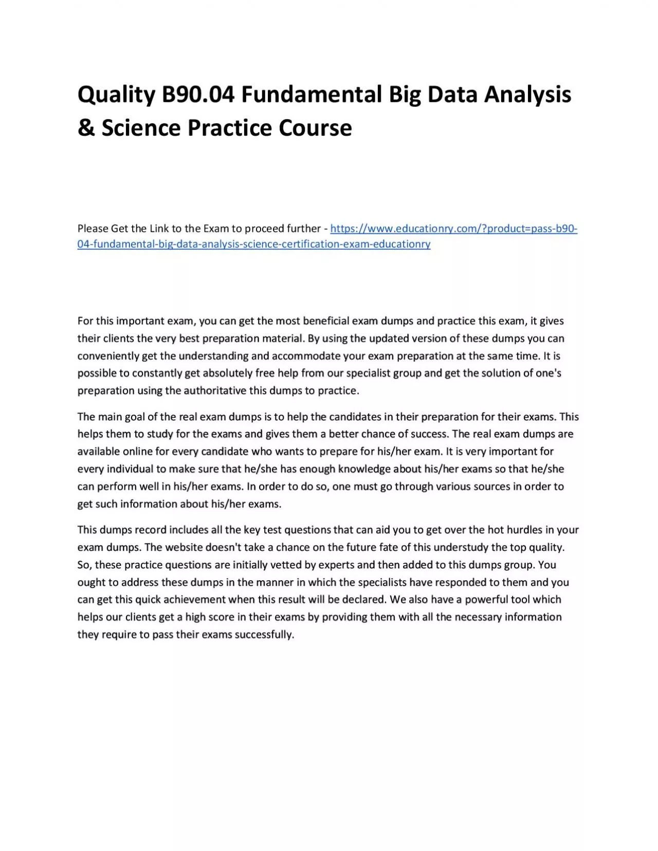 PDF-Quality B90.03 Big Data Analysis & Technology Lab Practice Course