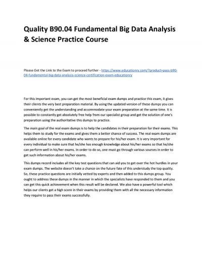 Quality B90.04 Fundamental Big Data Analysis & Science Practice Course