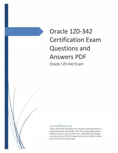 Oracle 1Z0-342 Certification Exam Questions and Answers PDF