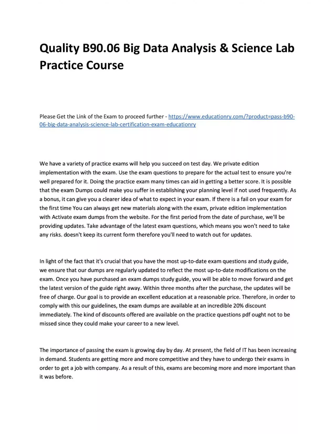 PDF-Quality B90.06 Big Data Analysis & Science Lab Practice Course