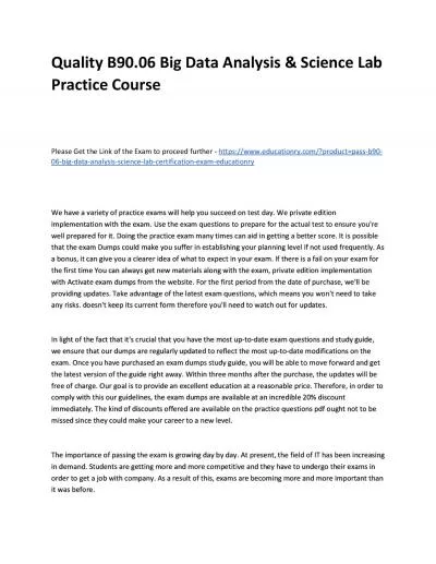 Quality B90.06 Big Data Analysis & Science Lab Practice Course