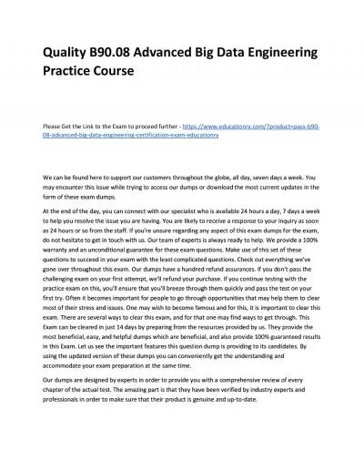 Quality B90.08 Advanced Big Data Engineering Practice Course
