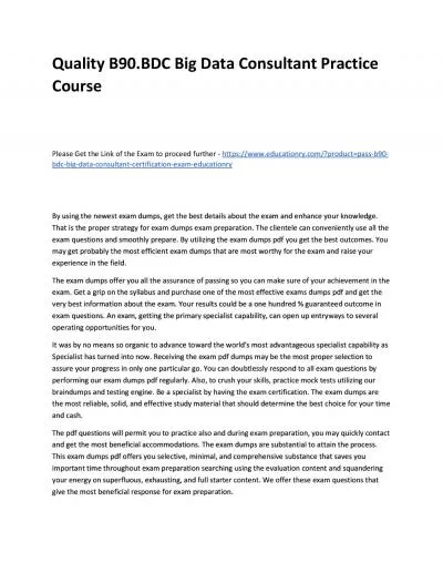 Quality B90.BDC Big Data Consultant Practice Course