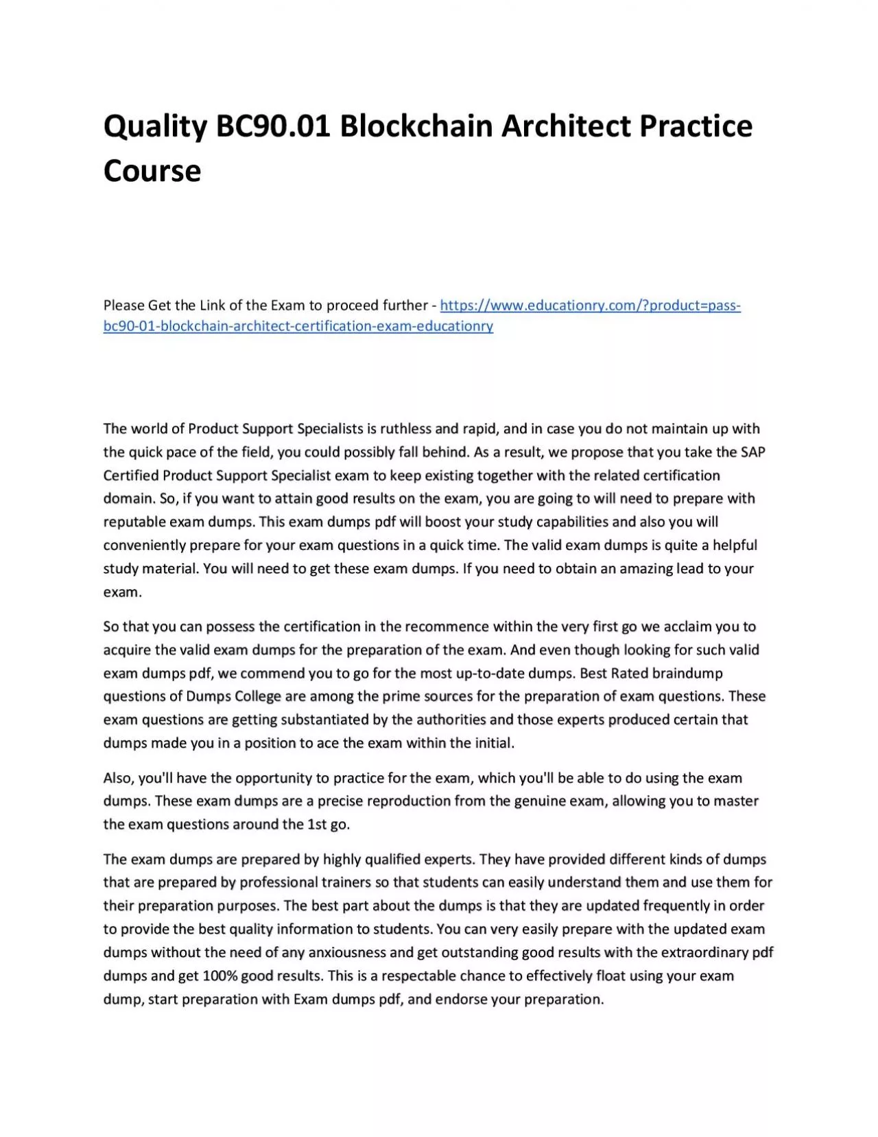 PDF-Quality BC90.01 Blockchain Architect Practice Course