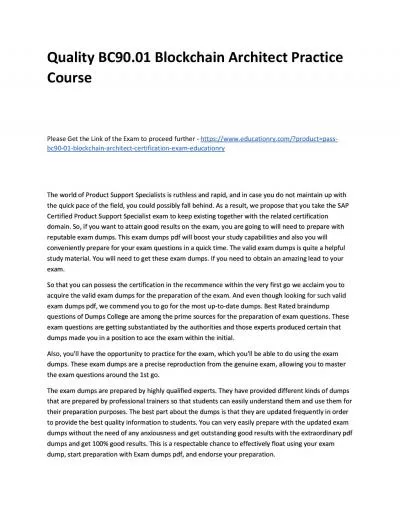Quality BC90.01 Blockchain Architect Practice Course