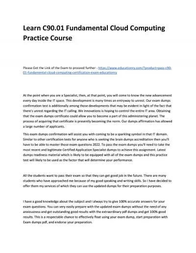Learn C90.01 Fundamental Cloud Computing Practice Course