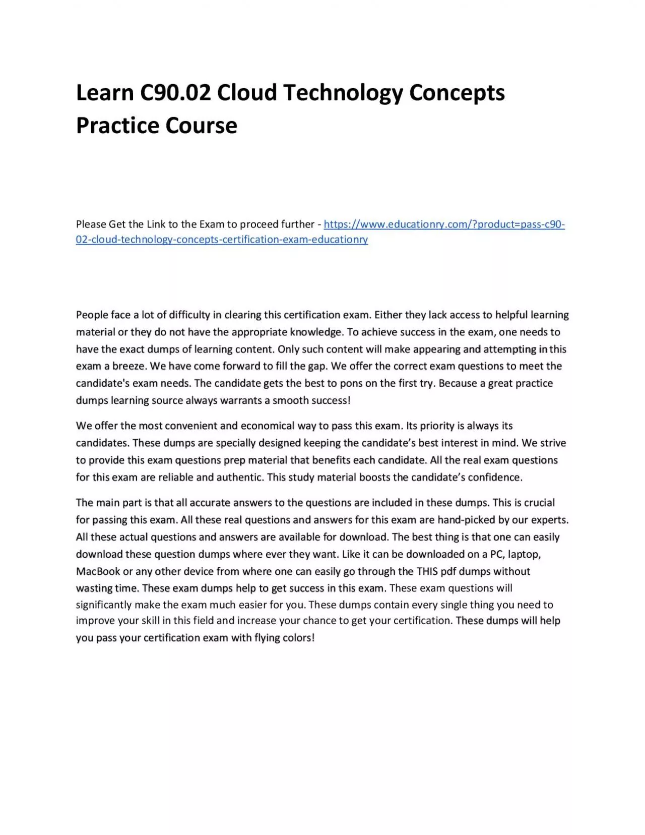 PDF-Learn C90.02 Cloud Technology Concepts Practice Course