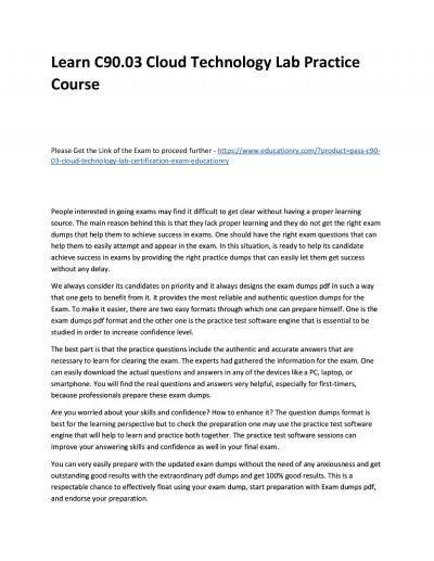 Learn C90.03 Cloud Technology Lab Practice Course