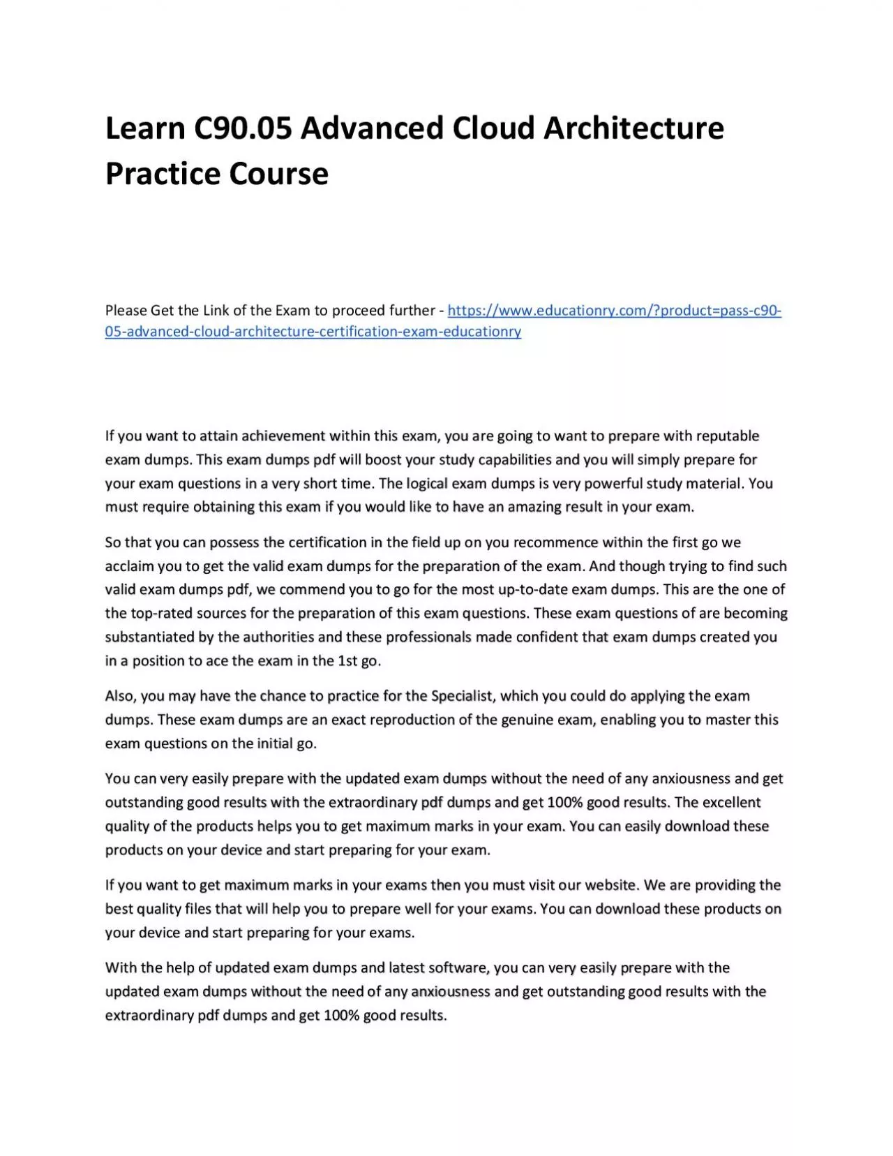 PDF-Learn C90.05 Advanced Cloud Architecture Practice Course