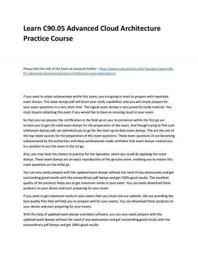 Learn C90.05 Advanced Cloud Architecture Practice Course