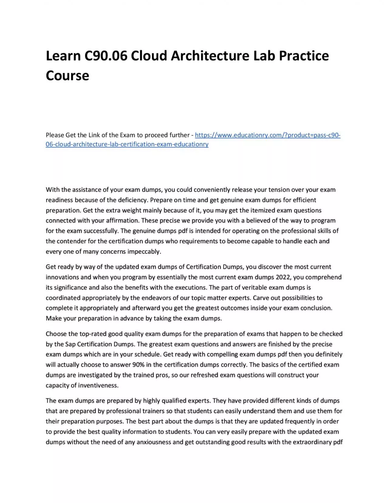 PDF-Learn C90.06 Cloud Architecture Lab Practice Course