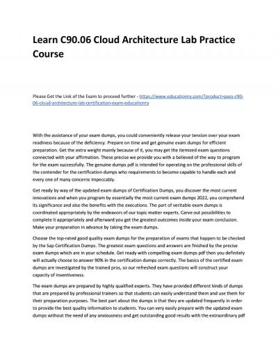 Learn C90.06 Cloud Architecture Lab Practice Course