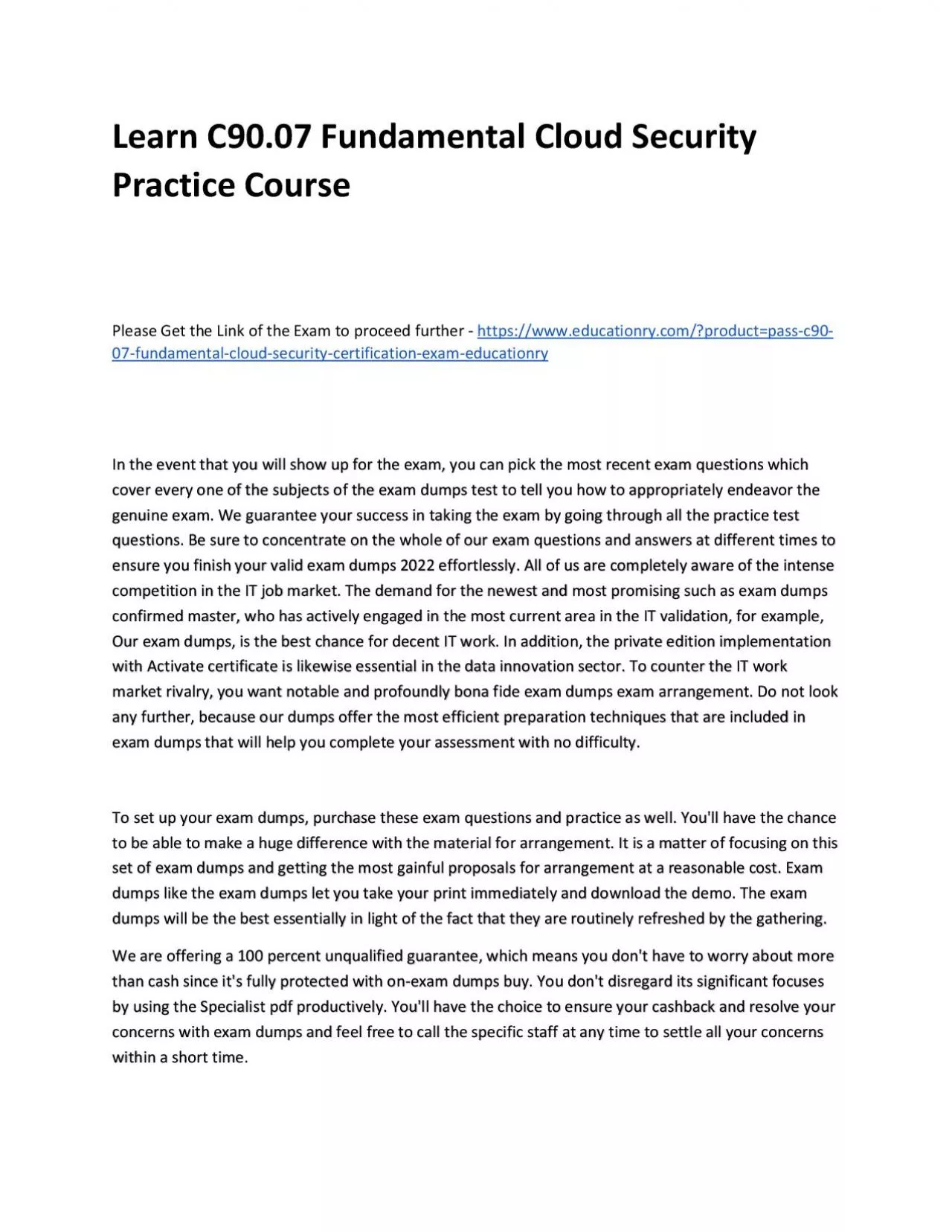 PDF-Learn C90.07 Fundamental Cloud Security Practice Course