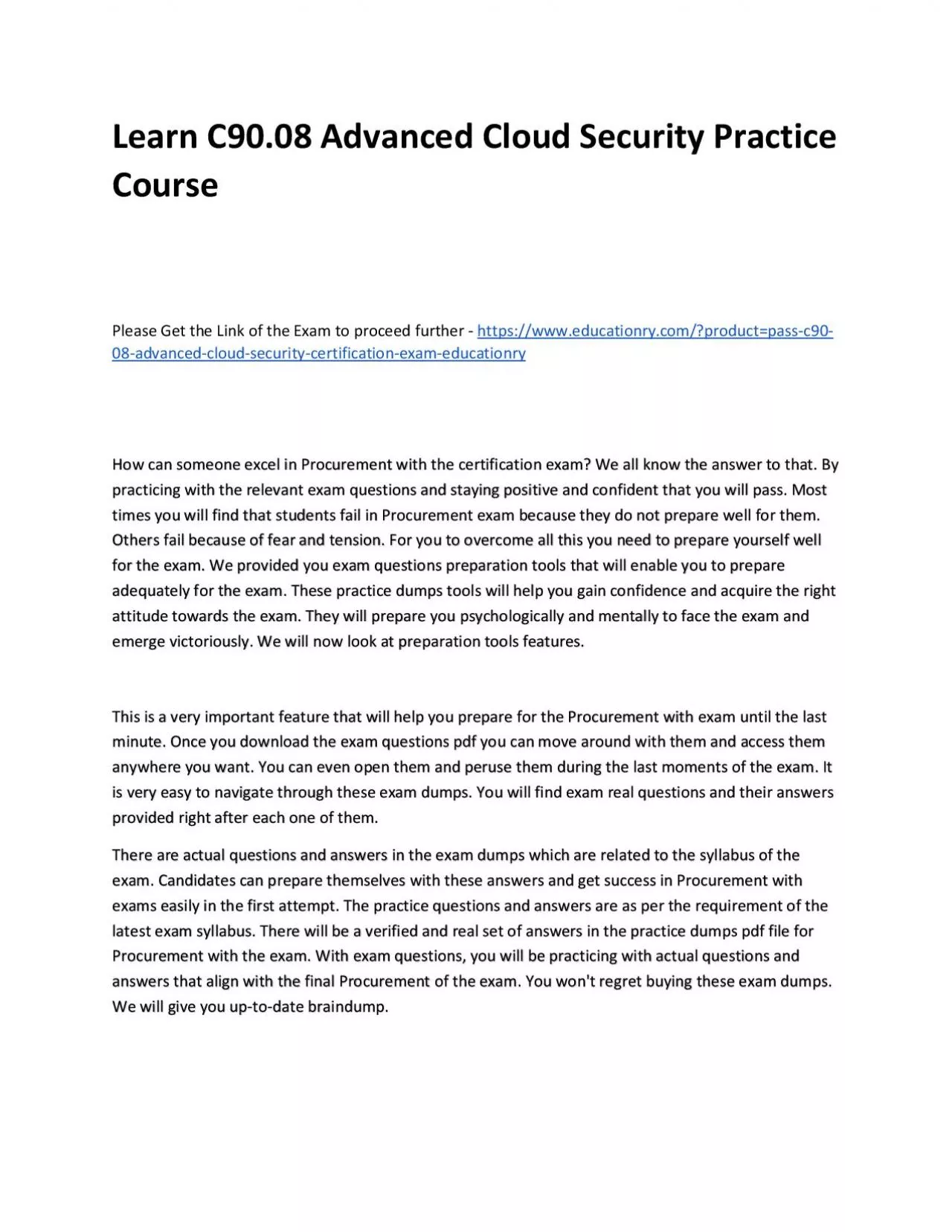 PDF-Learn C90.08 Advanced Cloud Security Practice Course