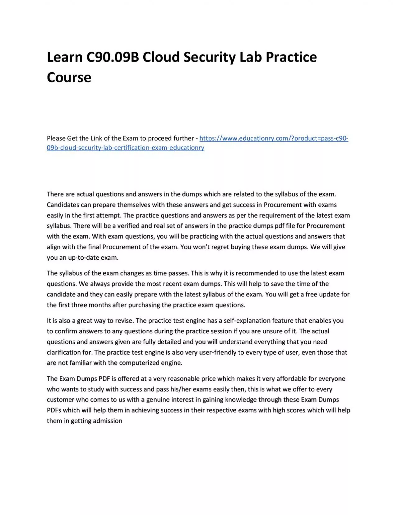 PDF-Learn C90.09B Cloud Security Lab Practice Course