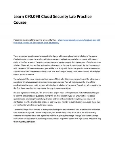 Learn C90.09B Cloud Security Lab Practice Course