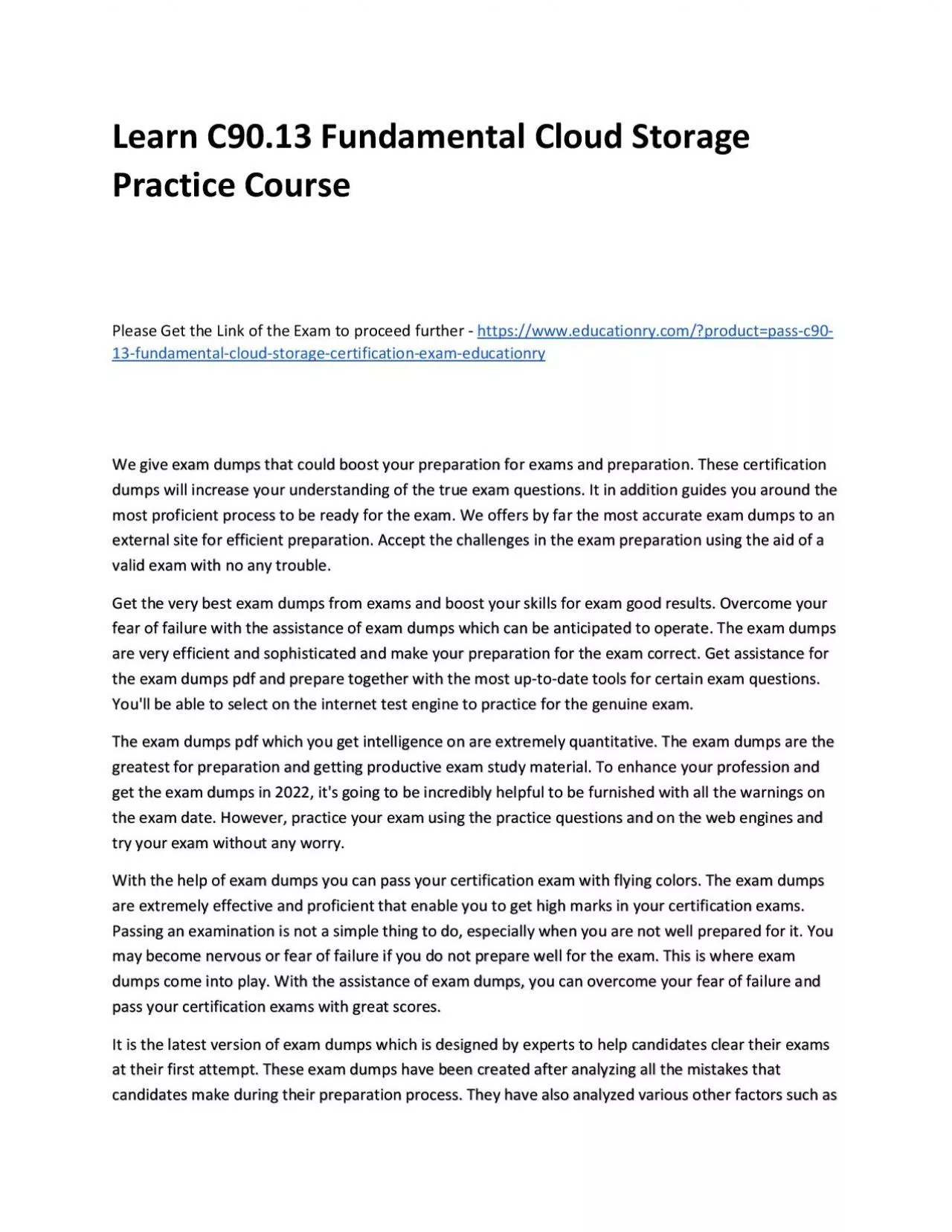 PDF-Learn C90.13 Fundamental Cloud Storage Practice Course